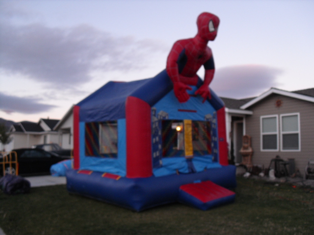 Spider-Man bounce house rental Reno NV — superhero themed inflatable for kids parties